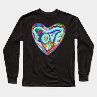 Psychedelic Pride Rainbow Love Heart Long Sleeve T-Shirt